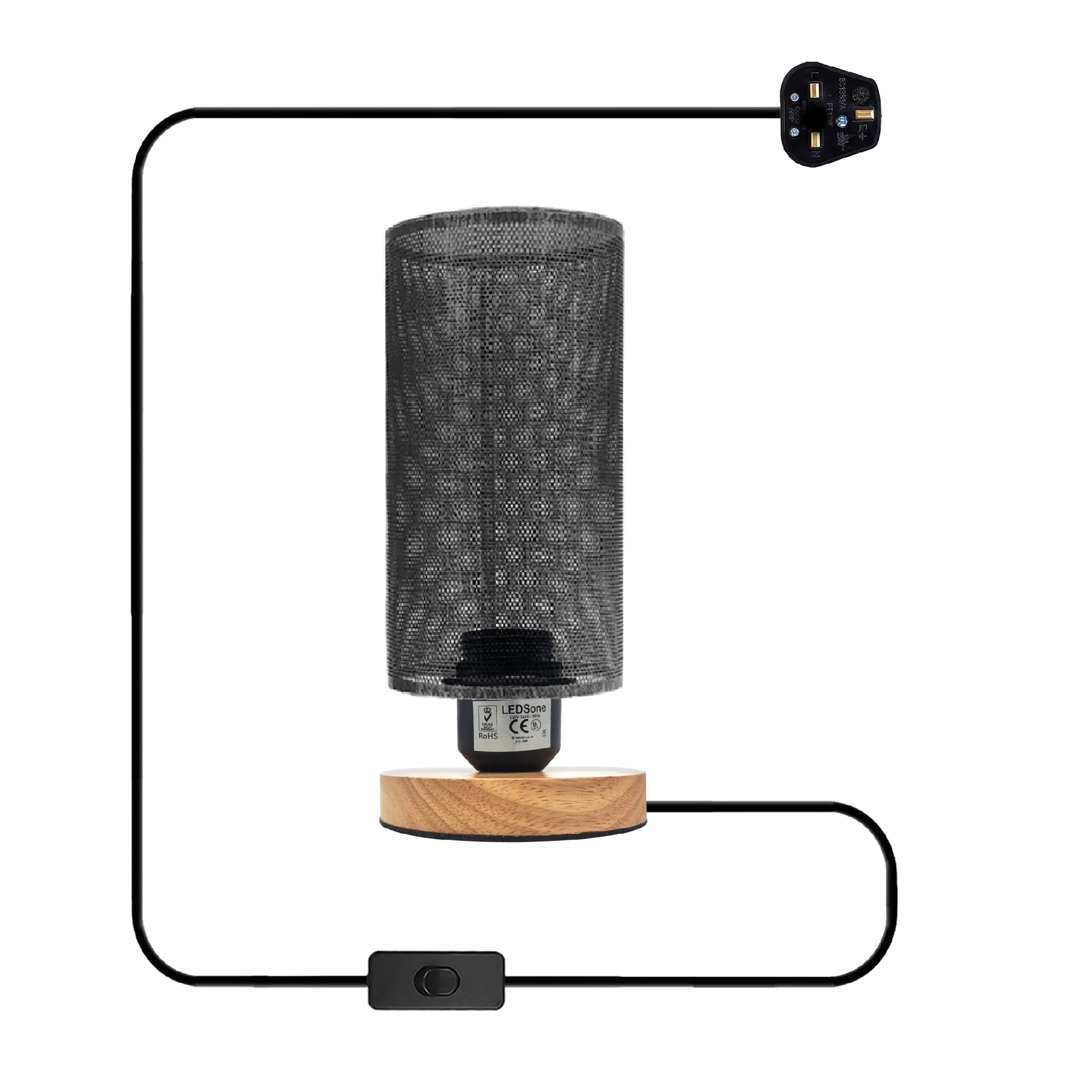 Stand Bedside Table Lamp Plugin On/Off Switch Barrel Cage