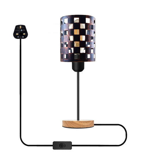 Rustric Red Metal cage plug in table light