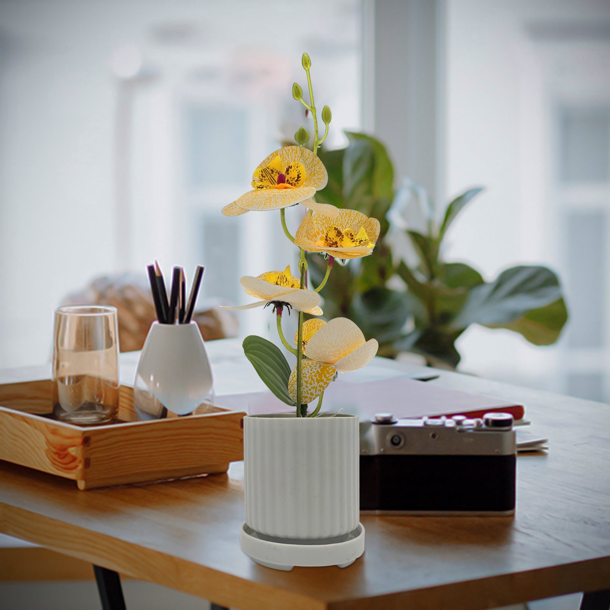 Artificial Orchid with Leaf