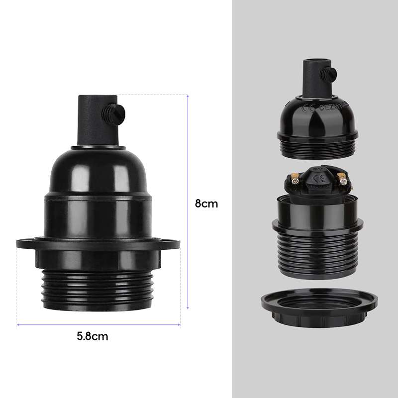 Industrial Hanging Adjustable Hemp Rope ON/OFF Switch UK Plug Pendant Light-Holder Size