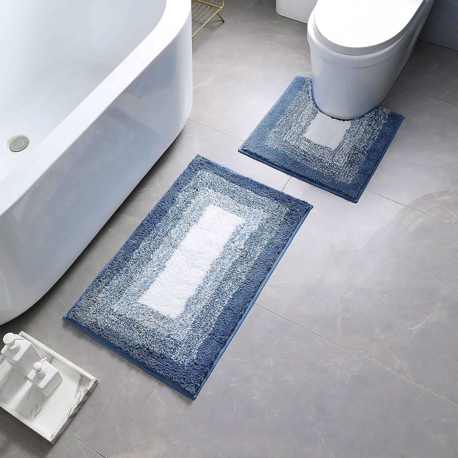 2 Pieces Bath and Pedestal Mat Set