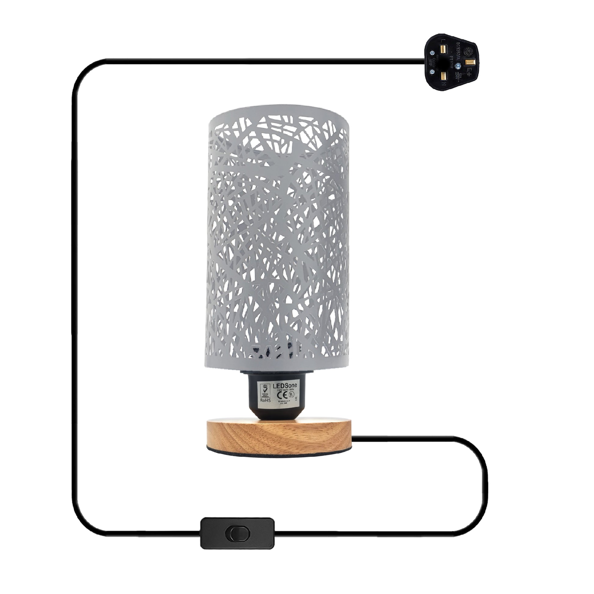 white metal wire cage table lamp Light Wooden base lamp