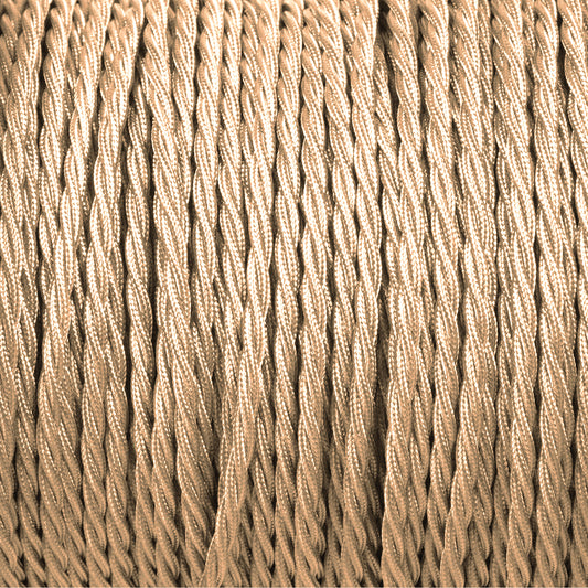 1m/5m/10m 2-aderige lichtgouden gedraaide vintage stoffen kabel~3197