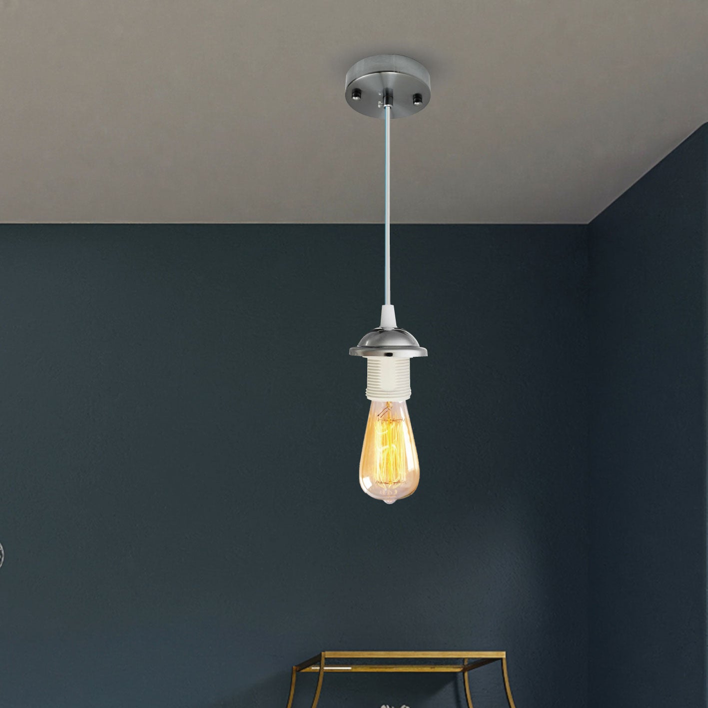 E27 Chrome Ceiling Rose Flex and Pendant Light Fitting