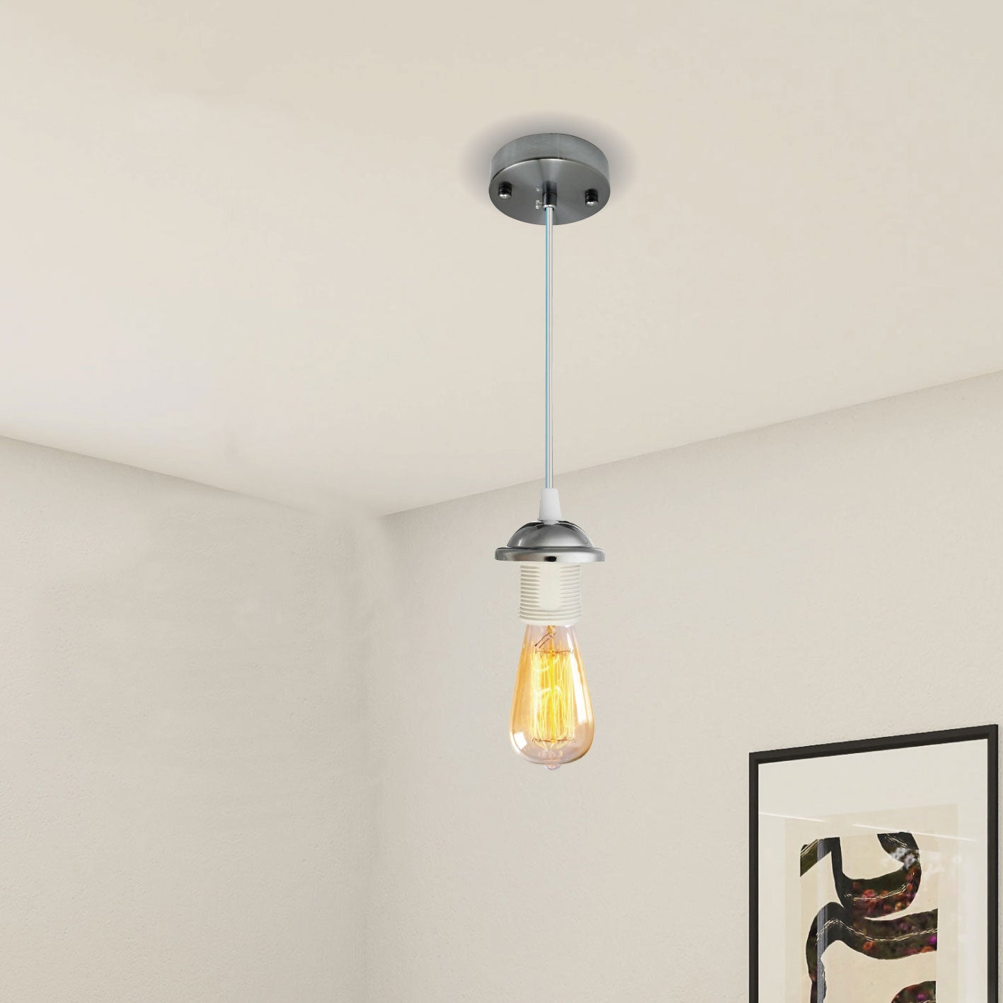 E27 Chrome Ceiling Rose Flex and Pendant Light Fitting