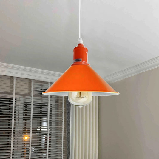 Vintage hanglamp met oranje metalen kap, 1507