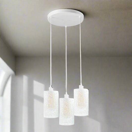Industriële retro 3-weg ronde metalen witte plafondhanglamp~4318