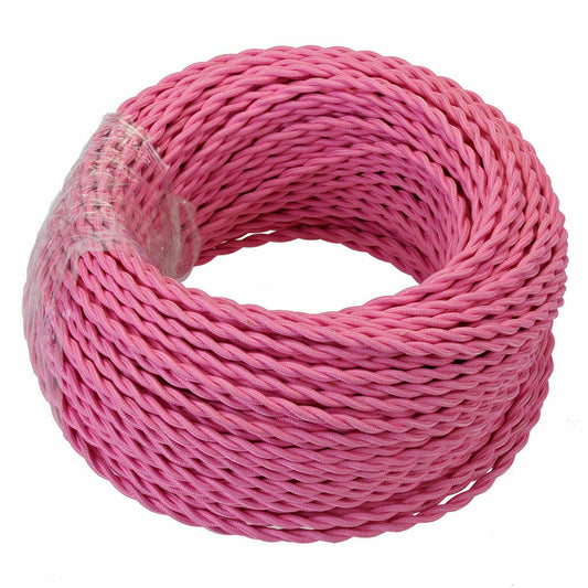 1m/5m/10m 2-aderige gedraaide elektrische kabel perzikkleurige stof~4792