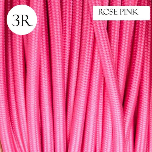 5m 3-aderige ronde vintage stoffen kabel, flexibele Italiaanse gevlochten roze kabel, 0,75 mm~4544