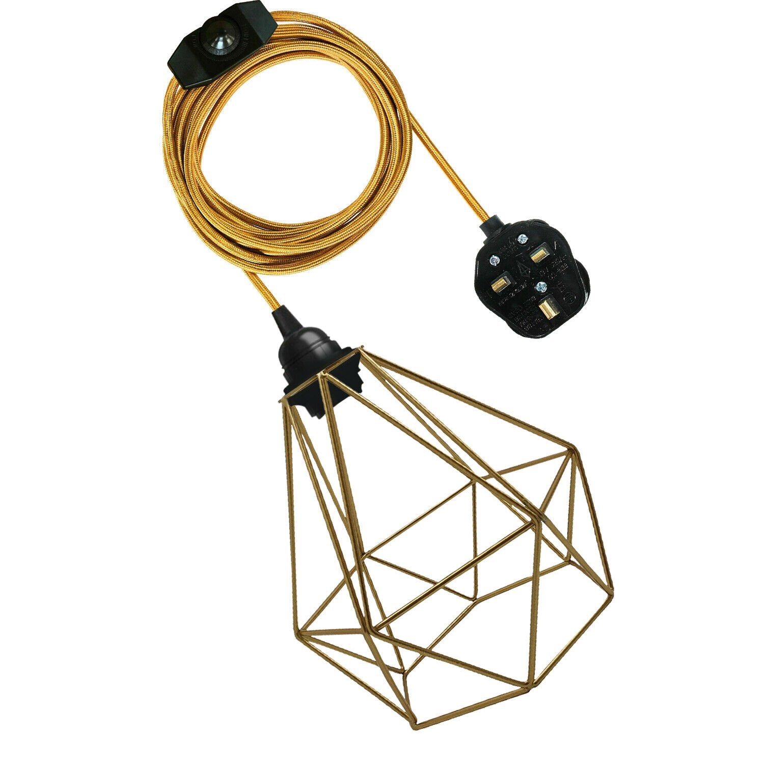 Gold geometric pendant light