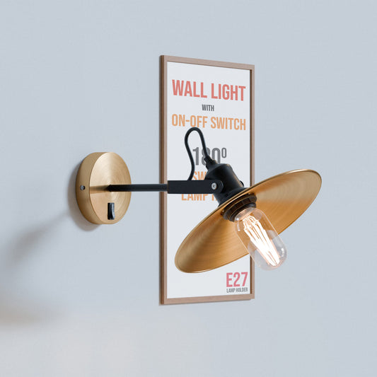 Industriële, verstelbare, draaibare wandlamp met LED E27-lampcompatibiliteit - 5626