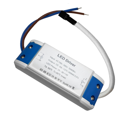 A white and blue LED driver with 25-36W constant current output