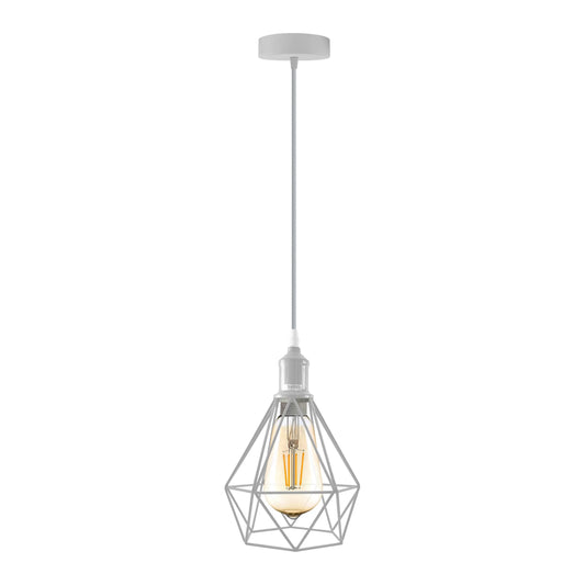 E27 witte hanglamp kooivormige kap loft-stijl metalen plafondlamp~4341