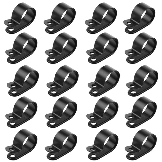 Zwarte kunststof P-clips klembevestigingen voor kabelgoot ~ 5997