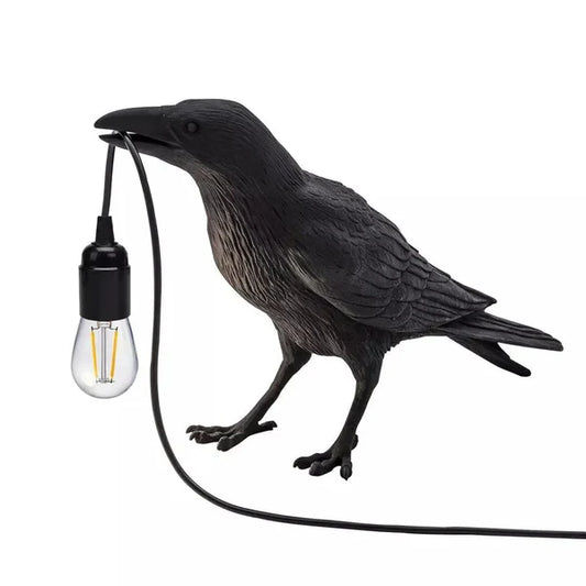 Black Birds Table Lamps Resin Crow Desk LED Lamp E27 Base Modern Raven Art Deco Bedside Decor Plug in Cord Table Lamps~6707