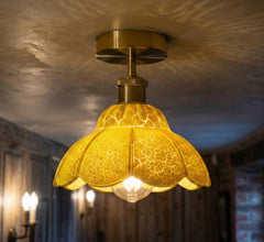 Vintage Semi Flush Ceiling Light 20cm White Glass Shade