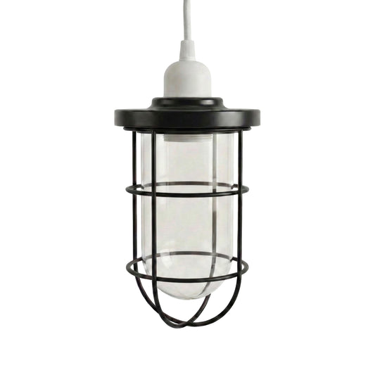Industrial Cage Ceiling Light with Clear Glass Shade E27 ~6722