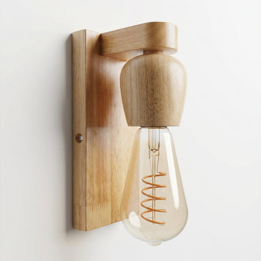 Natural Wooden Wall Light E27 LED Rustic Indoor Sconce ~6775