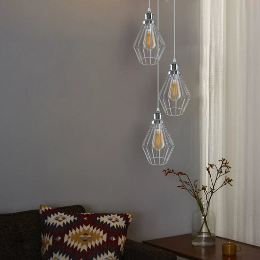 Chromen plafondlamp met 3 koppen, ronde E27-schroef, verstelbare hanglamp ~ 4209