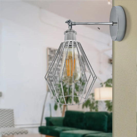 Chromen wandlamp, galvaniserende wandlamp E27-fitting, diamantvorm ~ 4183
