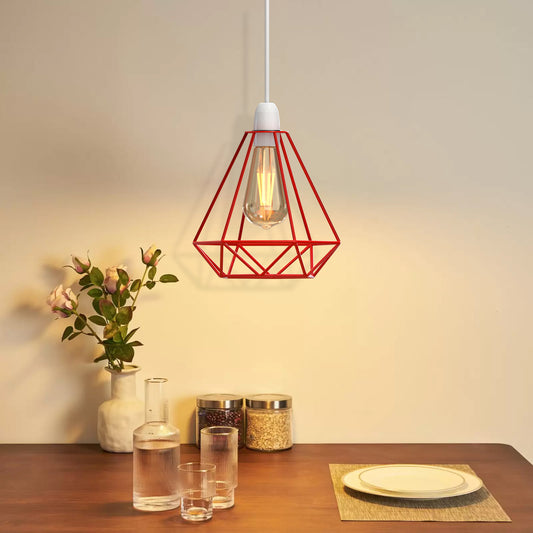 Vintage geometrische kooilampenkap – 20x20cm, E27-fitting ~1902