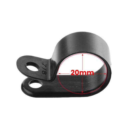 Zwarte kunststof P-clips klembevestigingen voor kabelgoot ~ 5997