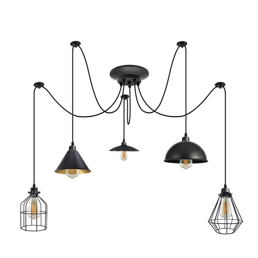 5-kops plafondlamp met spin E27-houderfitting, hanglamp ~4470