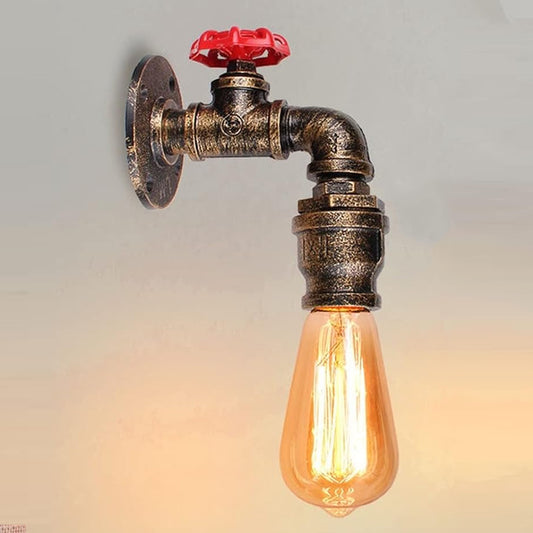 Rustieke rode wandlampen, industriële metalen waterpijp wandlamp~2885
