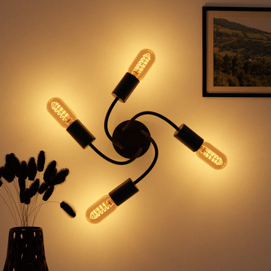 Moderne zwarte plafondlamp met 4 standen, verstelbaar, voor woondecoratie~5875