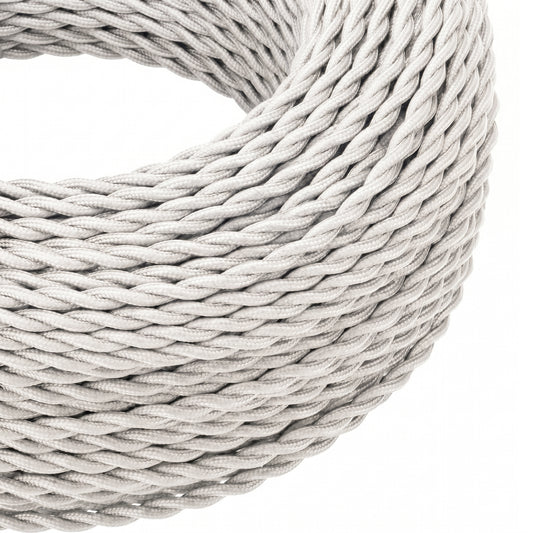 1m/5m/10m 2-aderige gedraaide elektrische kabel, witte stofkleur~3022