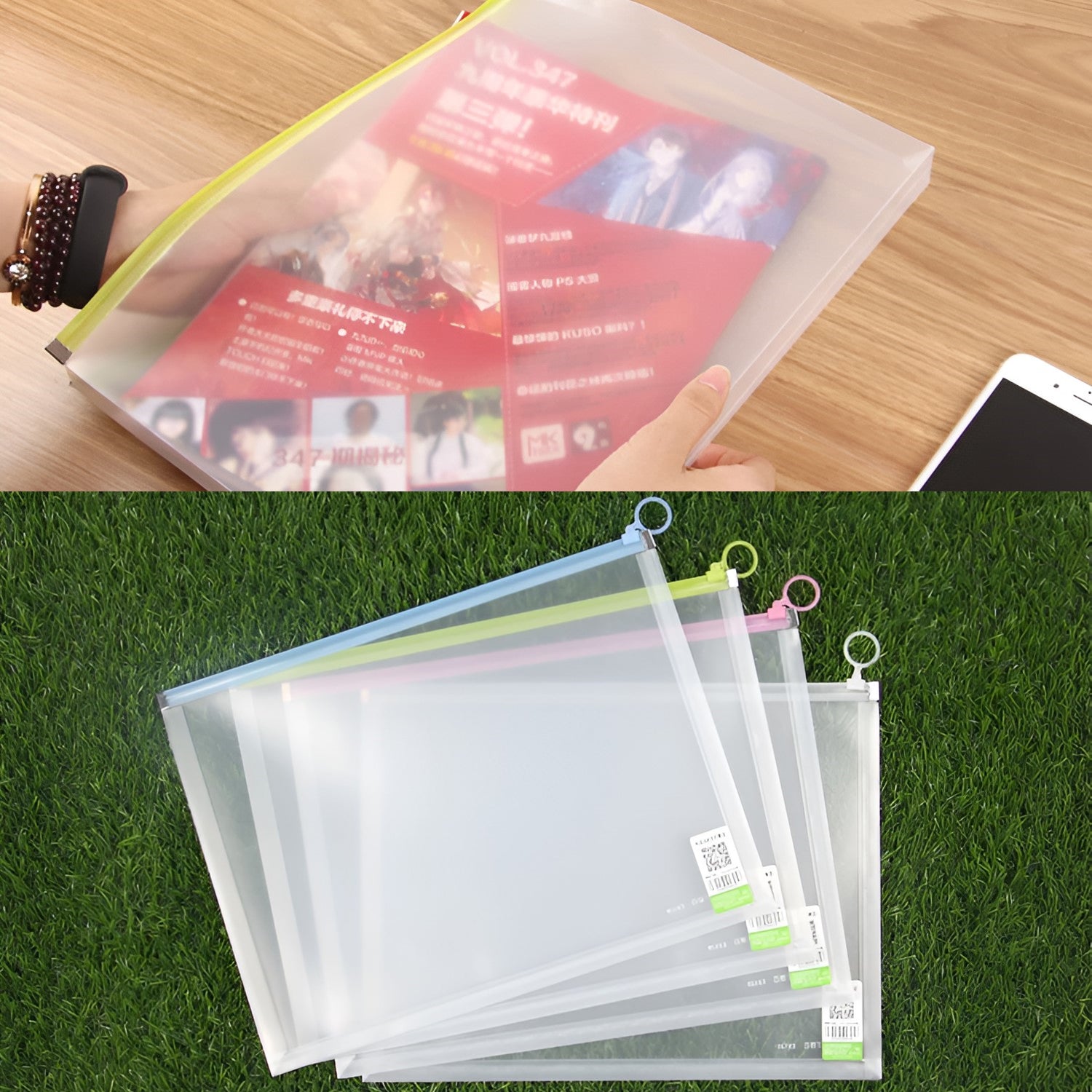 Portable Plastic Thick Zipper Document