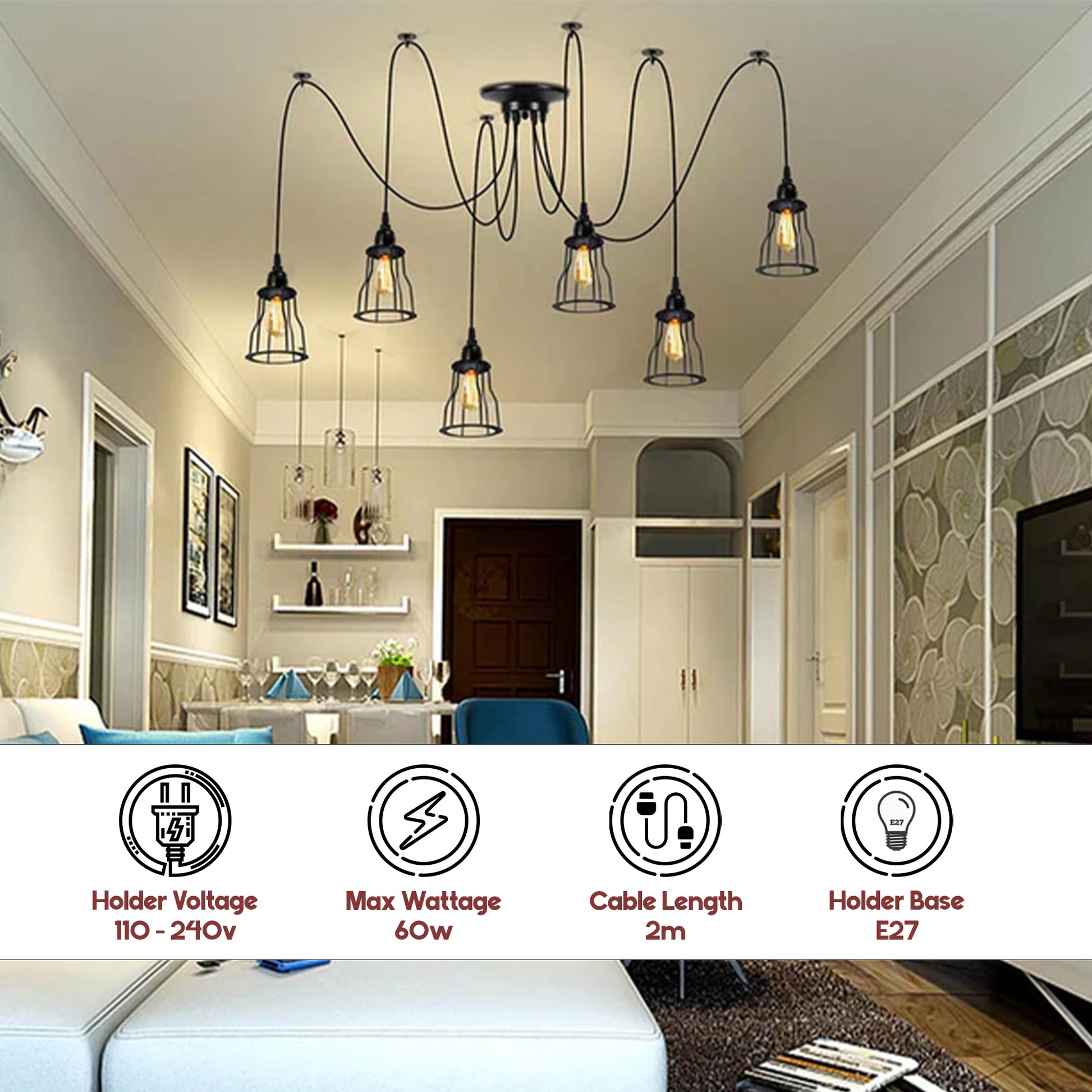 Retro Chandelier Ceiling Spider Light