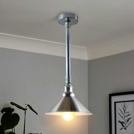 Moderne hangende retrolamp, vintage industriële metalen plafondpijp, hanglampkap~3411