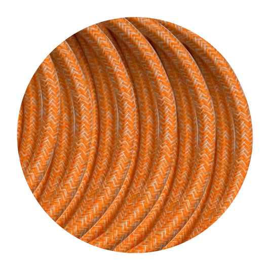 1M/5M/10M 3-aderige ronde kabel, vintage gevlochten oranje multi tweedstof, licht flexibel, 0,75 mm ~4879