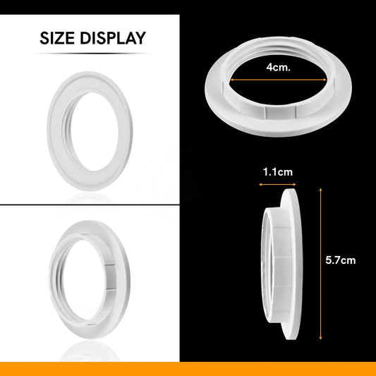 Zwarte lampenkap kraagring adapter E27 lamphouder schroef kunststof~4436