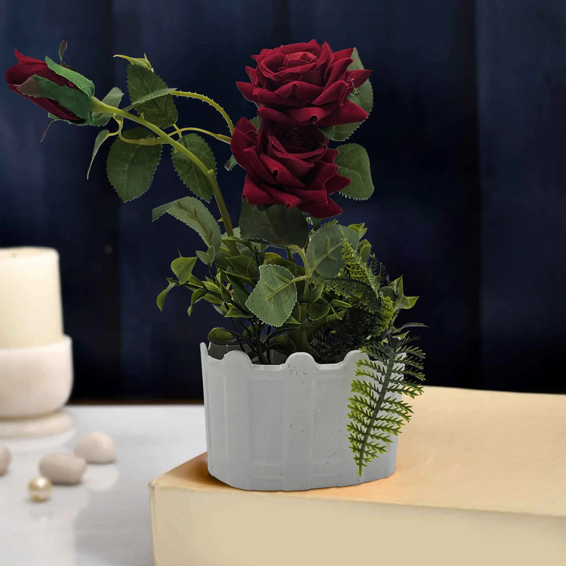 artificial flowers, dining table