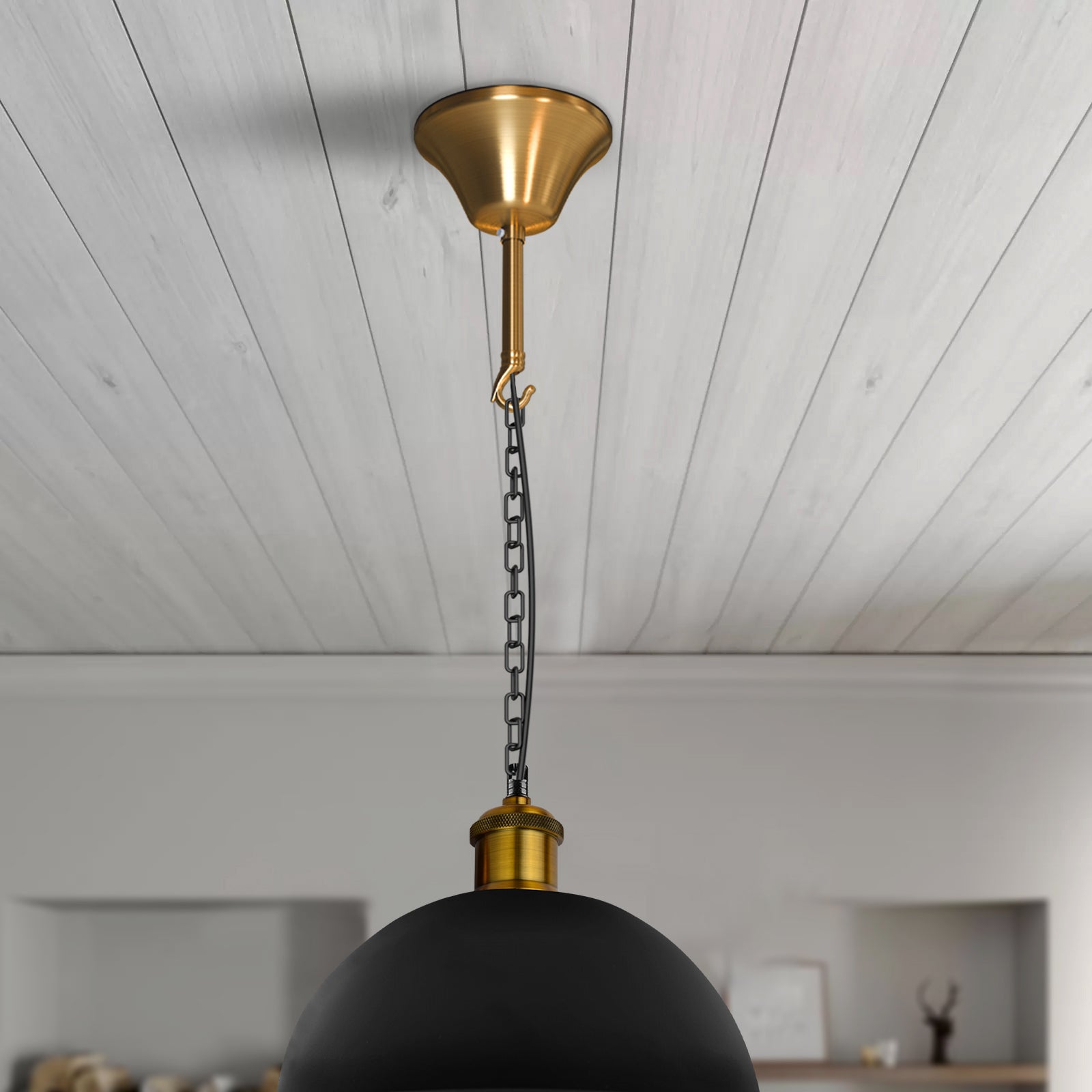 Bayonet ceiling rose pendant light fitting, three-piece set