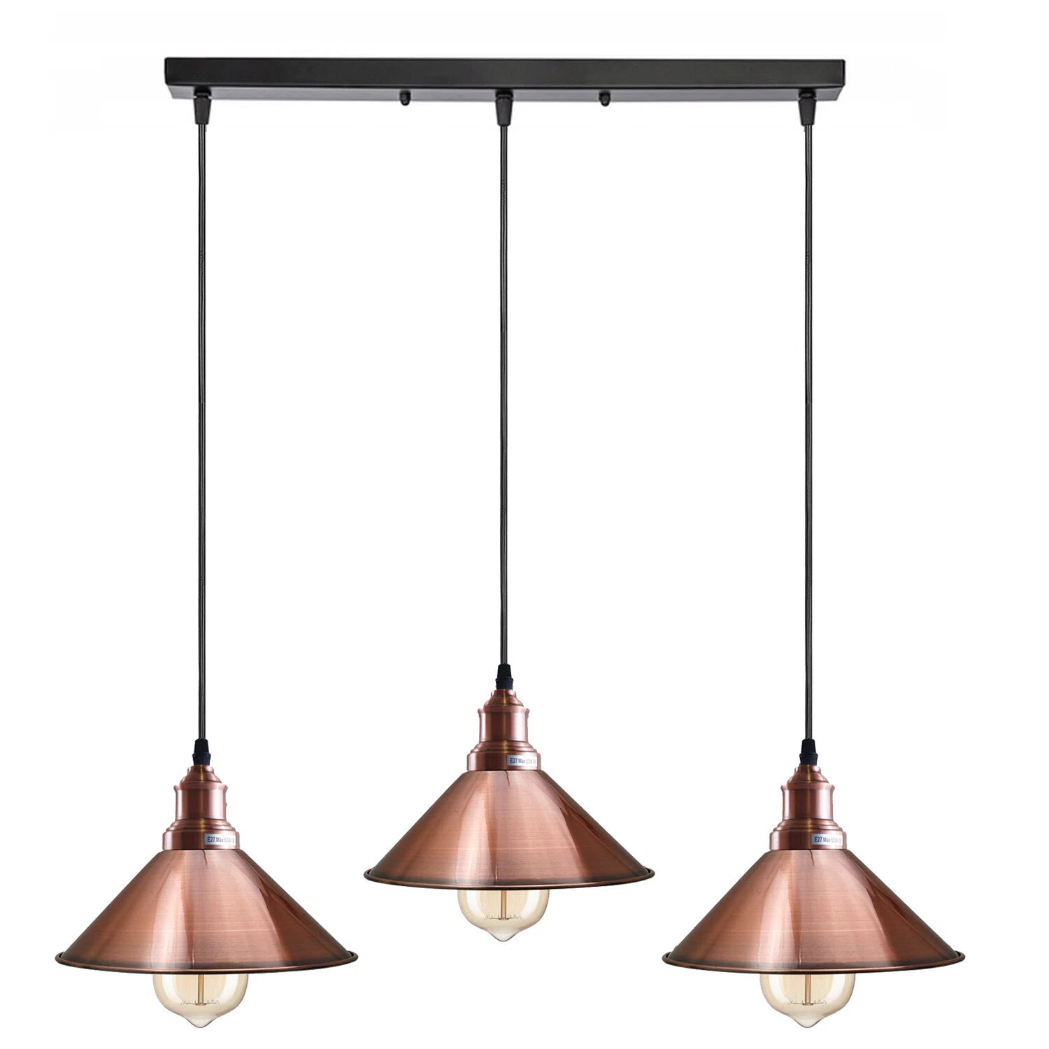 3 head pendant lighting ceiling 3 way E27 pendant lamp pendant lighting ceiling hanging lights for kitchen hanging bedside light 3 bar pendant lights dining room light ceiling over table UK industrial ceiling light Kitchen island lighting