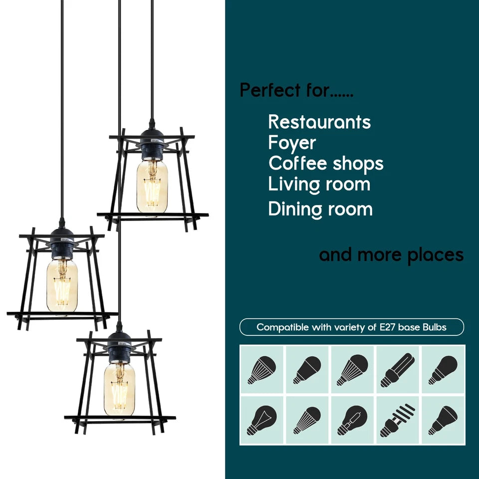 ceiling light pendant light 3 head ceiling light adjustable Pendant holder lamp holder Pendant Light Fitting ceiling E27 Ceiling Rose Pendant Vintage Pendant Lamp Holder Suspension Flex Ceiling Light Pendant Fitting ceiling rose rubber cable