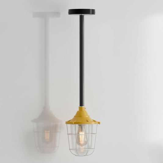 Industrial pipe ceiling pendant light kit with Conduit Fisherman Cage ~ 6114