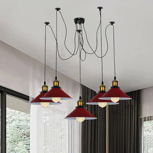 5-weg kroonluchter Spider plafondlamp voor binnen rood~4158