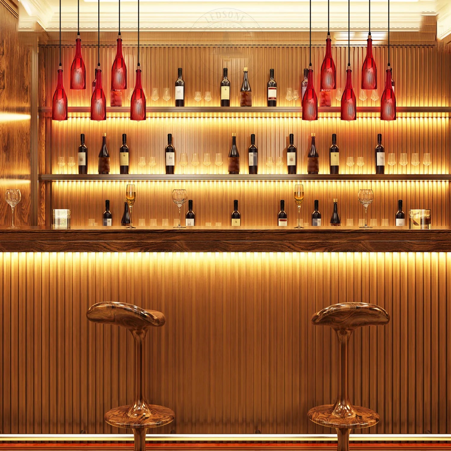 E27 Ceiling Loft Wine Bottle Pendant Light Chandeliers