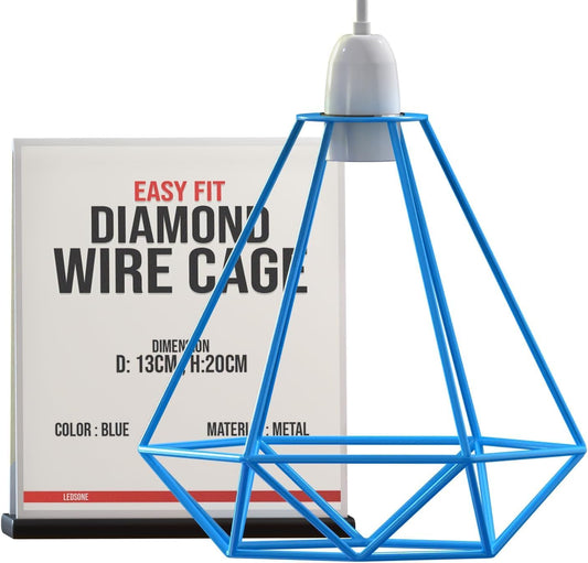 Industriële lampenkooi Diamond Loft blauwe metalen lampenkap~1905