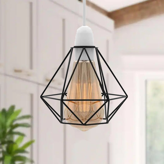 Industriële geometrische diamant metalen draadkooi Easy Fit lampenkap~4768