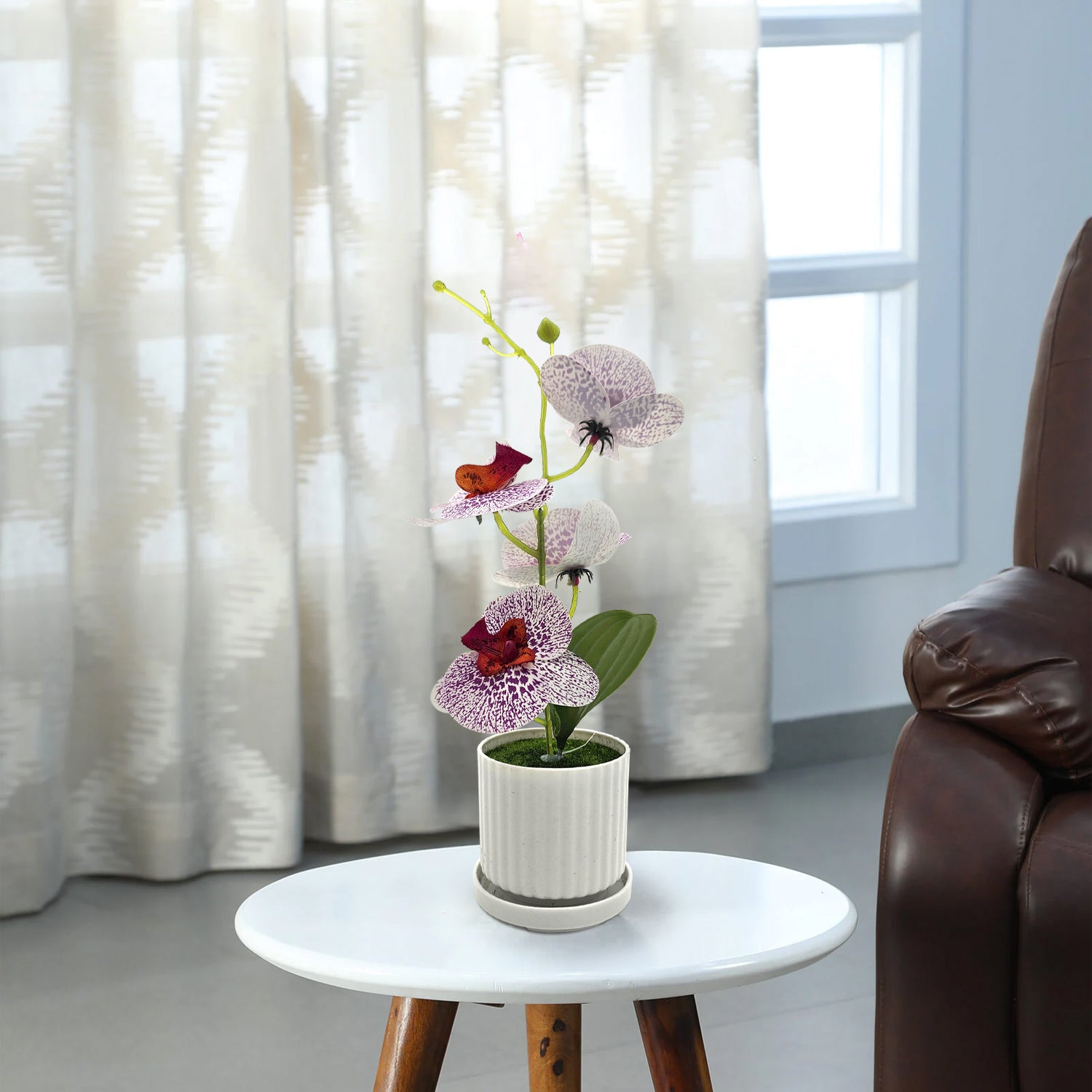 Vase Orchid with Leaf Plant,Dining table decorating
