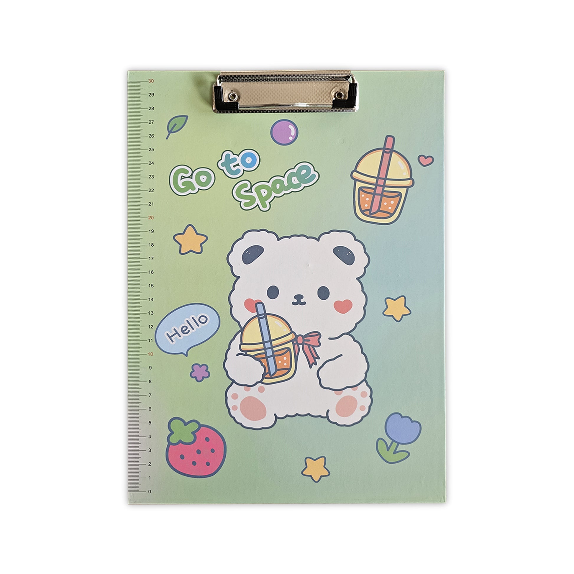 A4 Cartoon Design Clipboard with Ruler Scale Edge Metal Clipboard