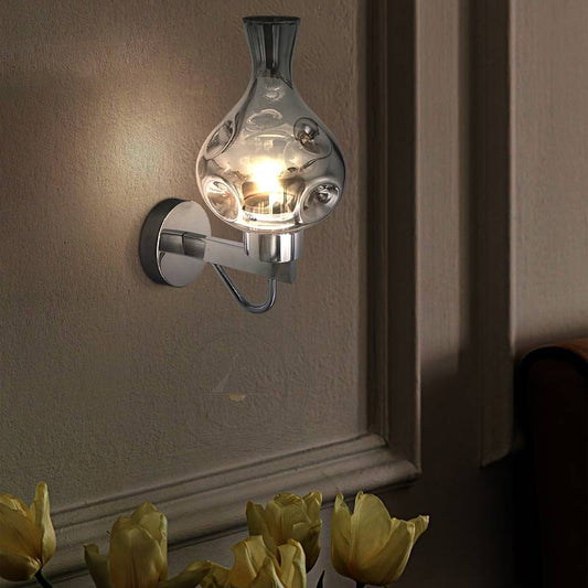 chrome glass wall light switch on