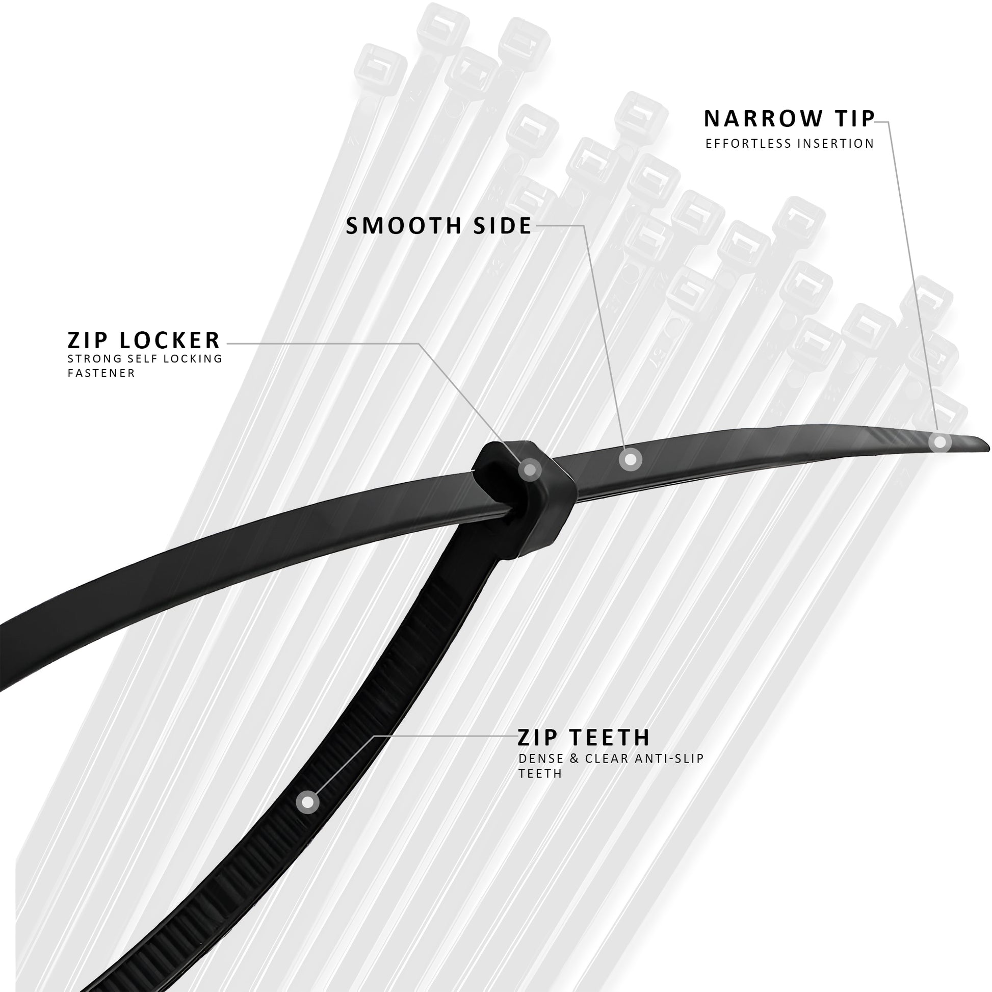 Black Nylon Wire Wrap Zip Cable Ties