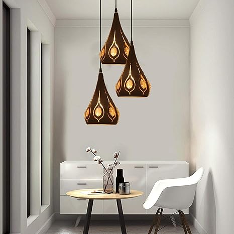 Vintage industriële plafondhanglamp in retro loftstijl, metaal + kristallen lamp ~ 2167