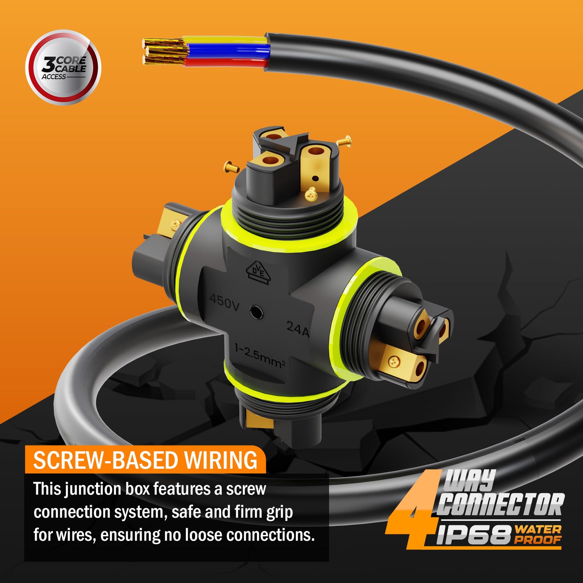 waterproof 3-pin screw electri